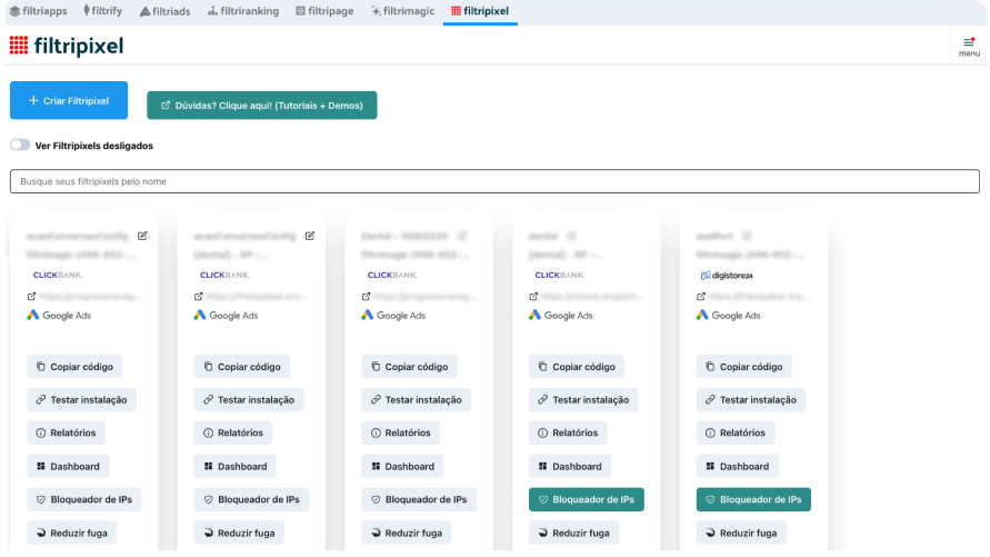 Screenshot das Campanhas Otimizadas