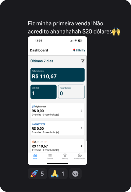 Resultado Marcelo Marchezin - primeira venda R$110,67